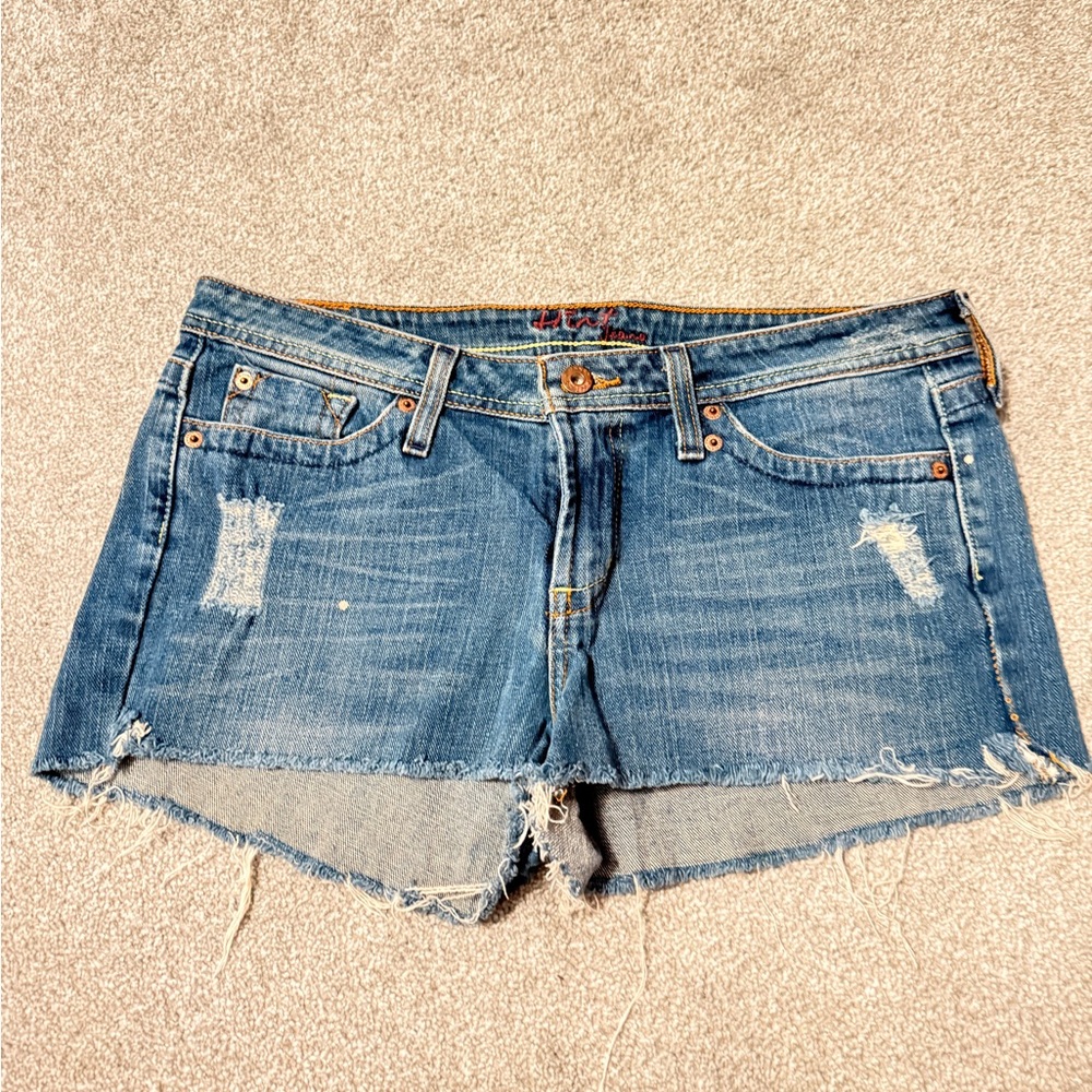 Casual Blue Distressed Jean Shorts